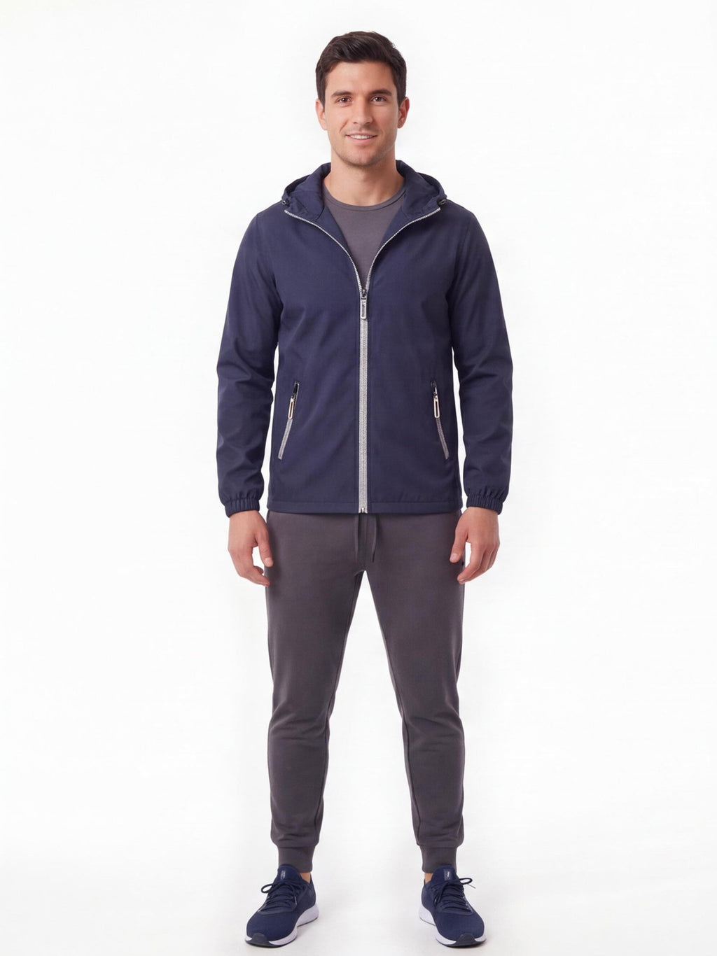 Lightweight Hooded Active Jacket with Zippered Pockets