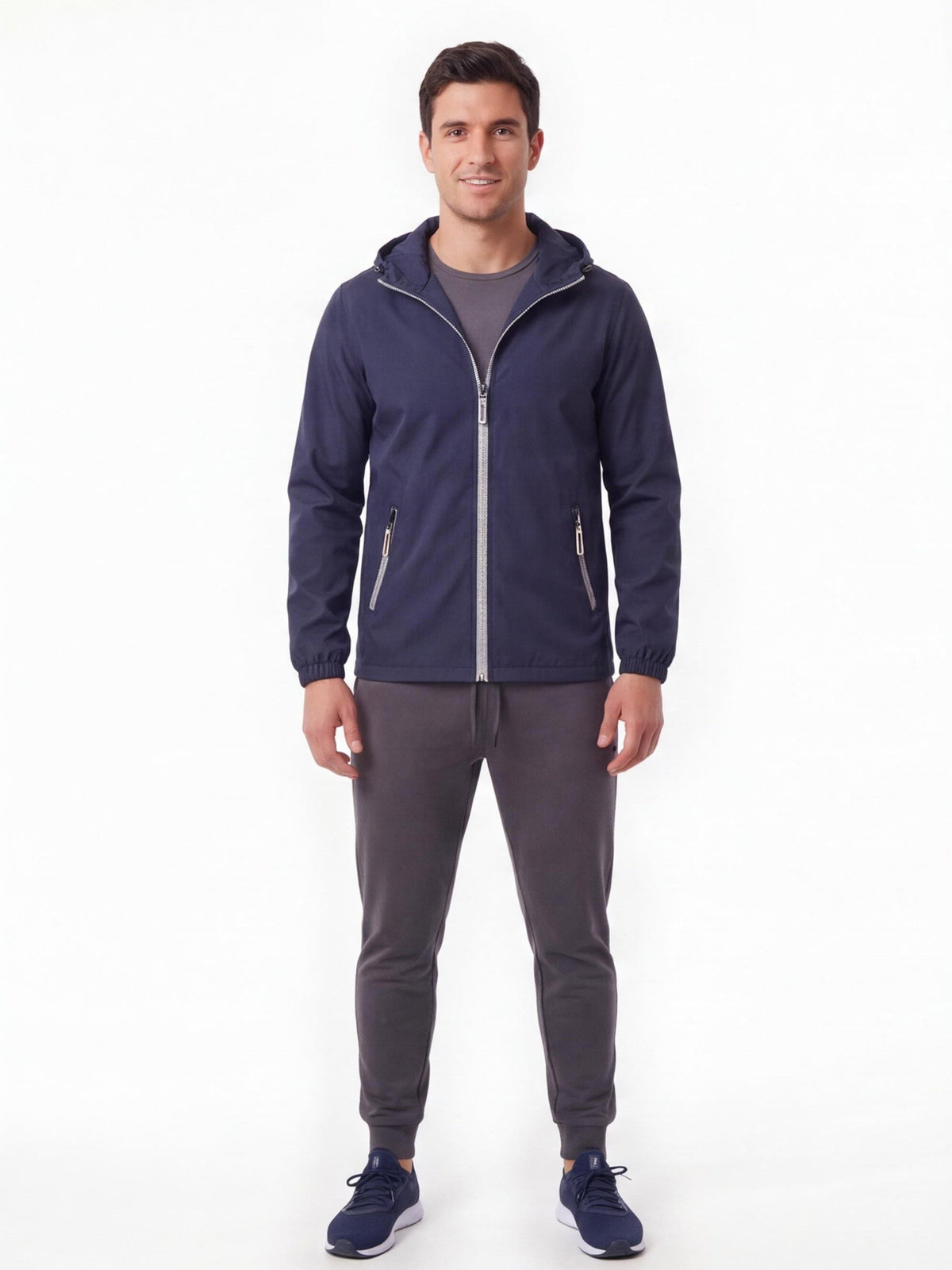 Lightweight Hooded Active Jacket with Zippered Pockets
