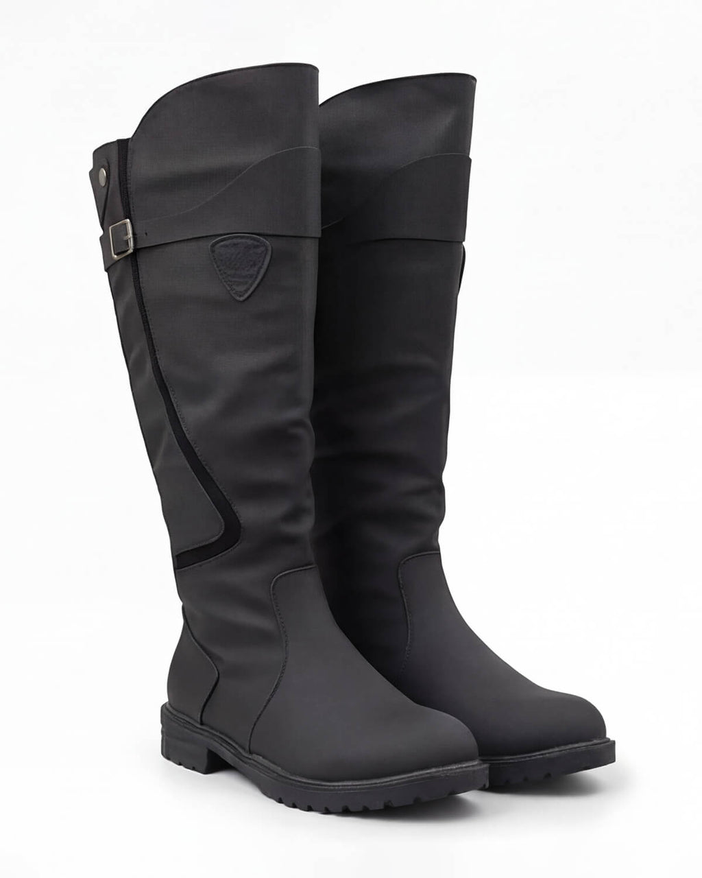 Knee-High Equestrian Riding Boots with Buckle Strap