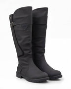 Knee-High Equestrian Riding Boots with Buckle Strap