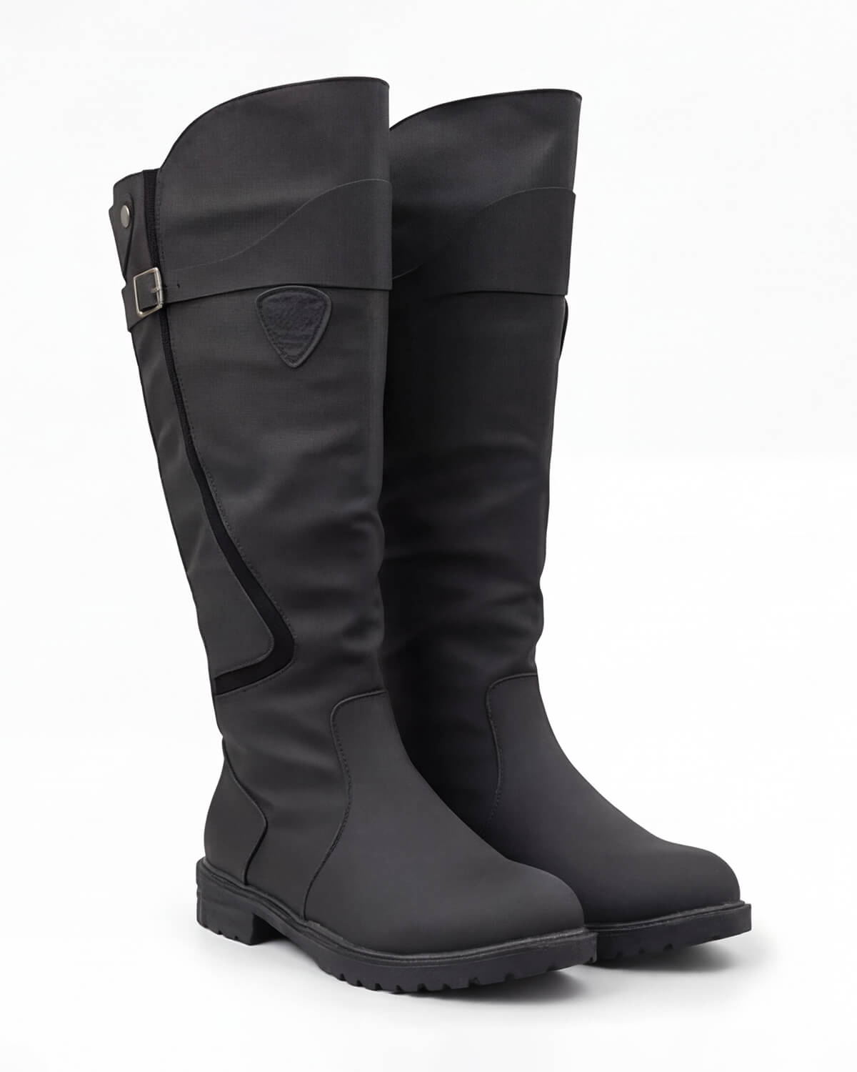 Knee-High Equestrian Riding Boots with Buckle Strap
