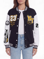 Varsity Baseball Jacket with Snap Front and Patches