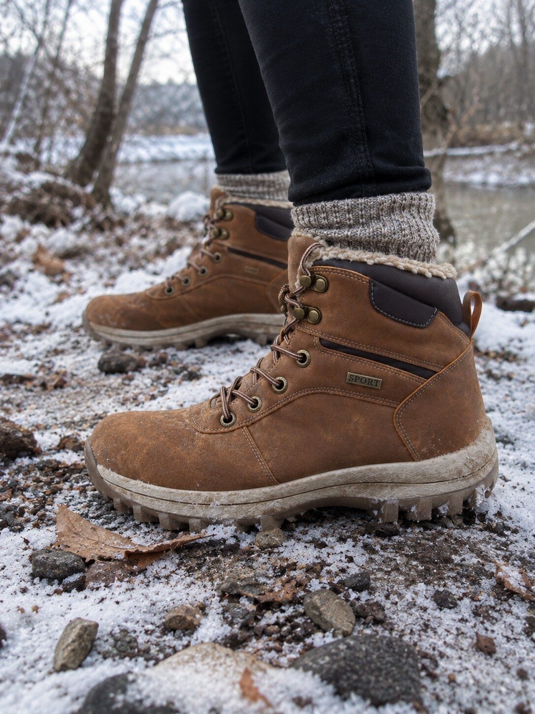 Warm-Lined Ankle-High Winter Hiking Boots
