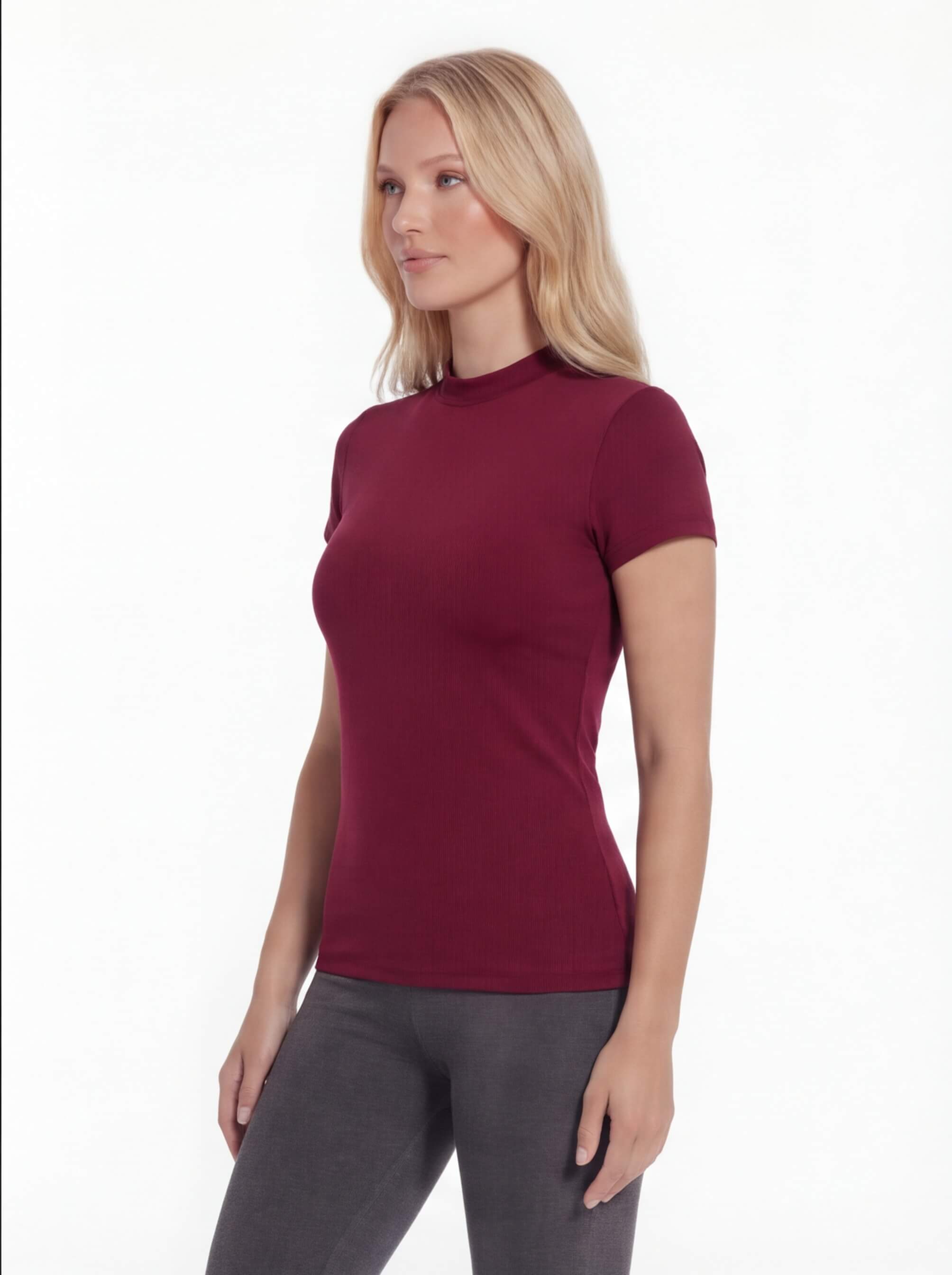 Women’s Fitted Training T-Shirt with High Neck