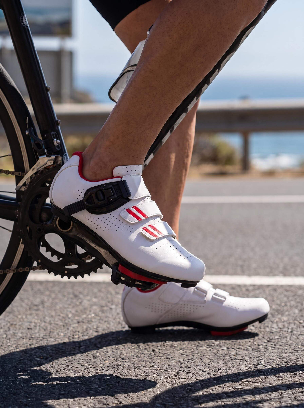Road Cycling Shoes with Ratchet Buckle and Twin Straps