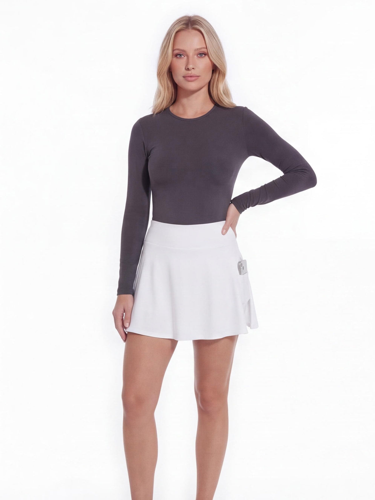 High-Waisted Pocket Skort with Built-In Shorts