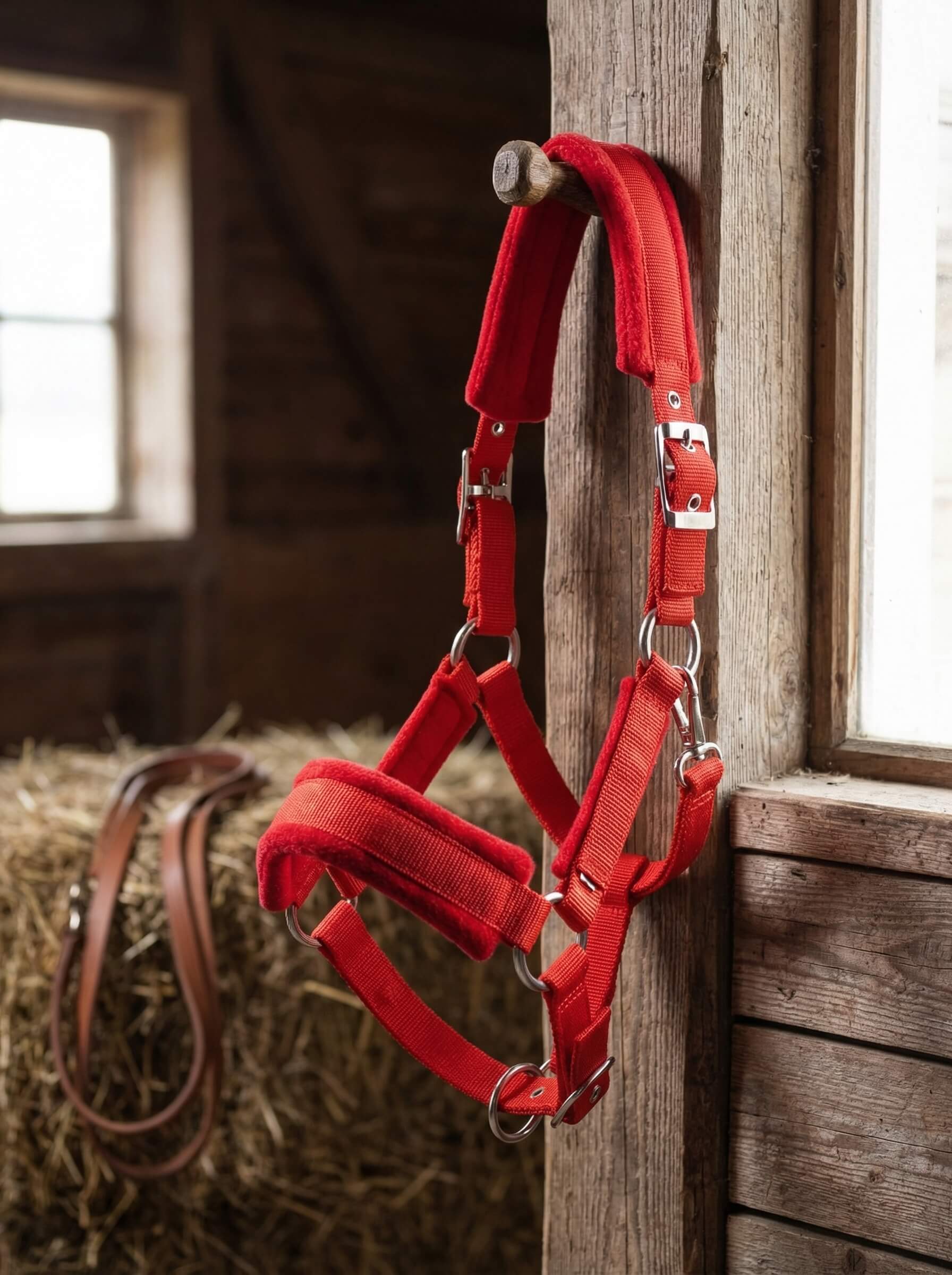 Padded Horse Halter with Adjustable Buckles and Rings