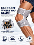 Spring-Hinged Adjustable Knee Support Brace