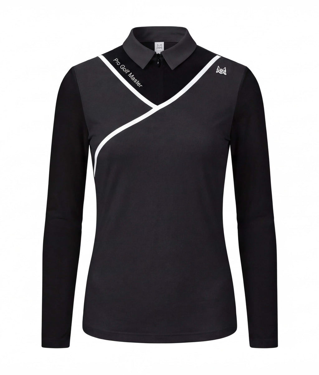 Women’s Long Sleeve Golf Polo Top with Piped Detail