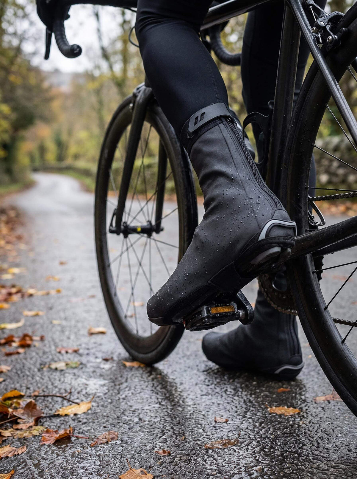 Cycling Overshoes with Rear Zipper and Ankle Strap