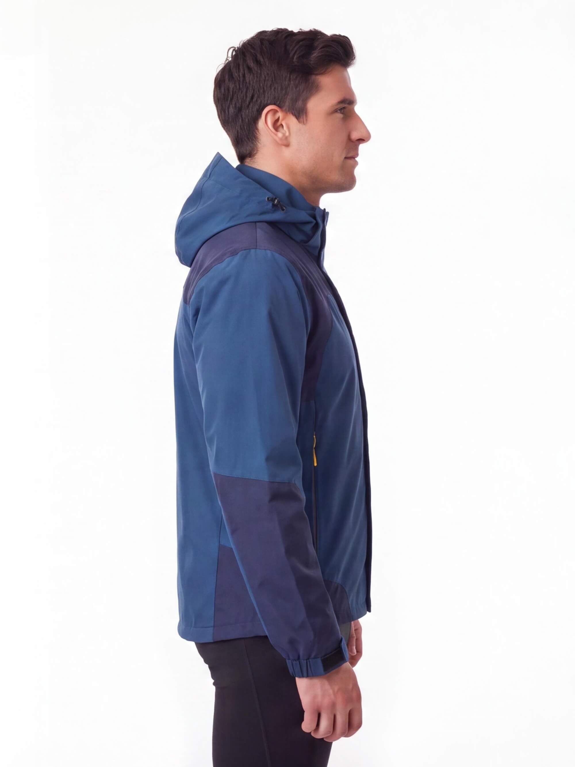 Hooded Cycling Jacket with Zippered Pockets and Reinforced Panels