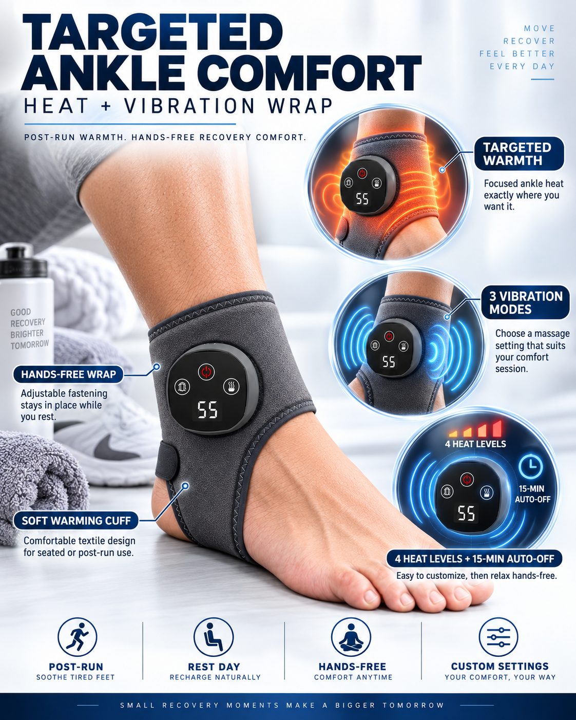 Heated Ankle Massager Wrap with Vibration