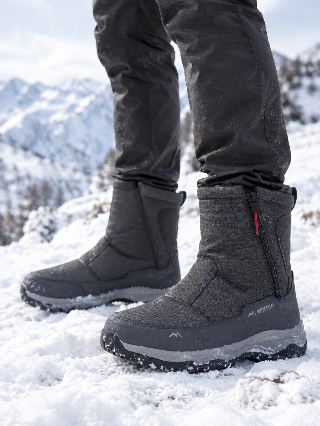 Mid-Height Snow Boots with Side-Zip Entry