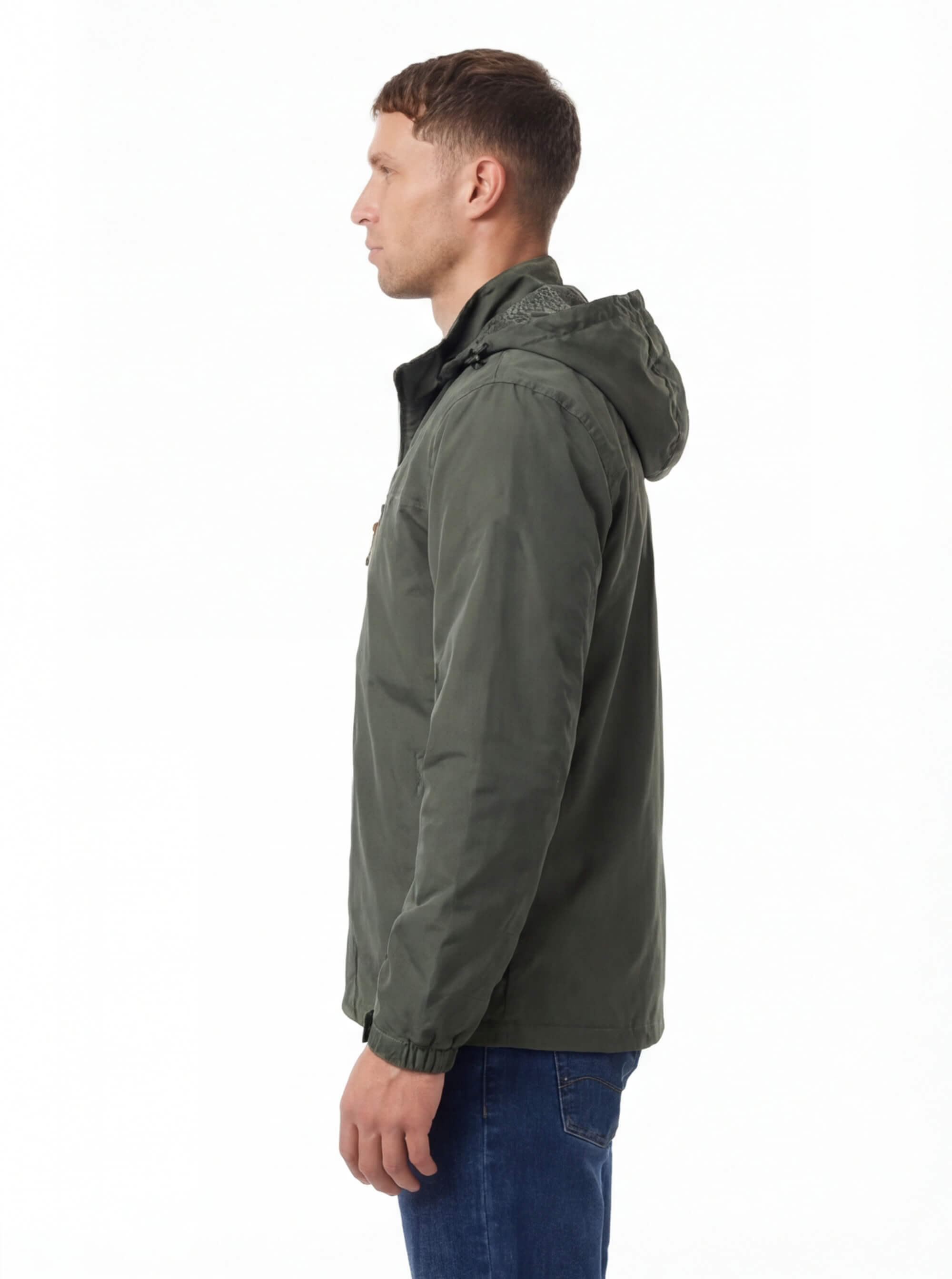 Men's Waterproof Hooded Windbreaker Jacket with Chest Pocket