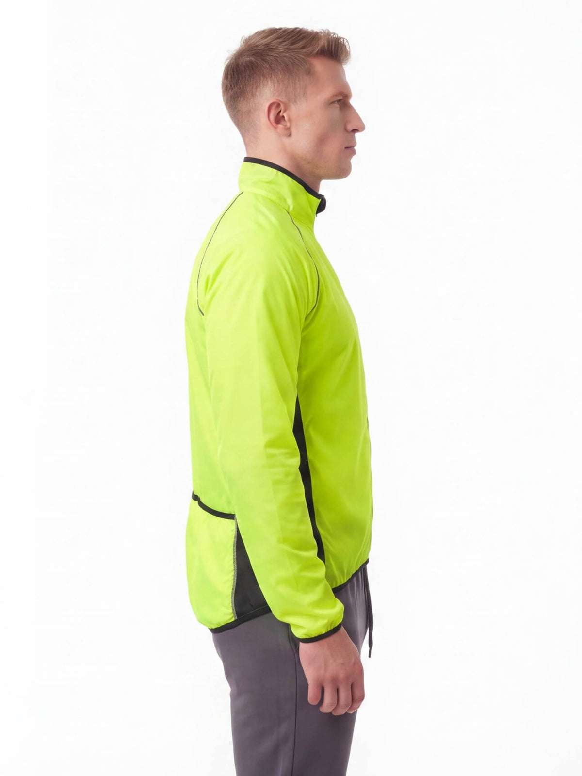 Cycling Windbreaker Jacket with Full Zip and Drop Hem