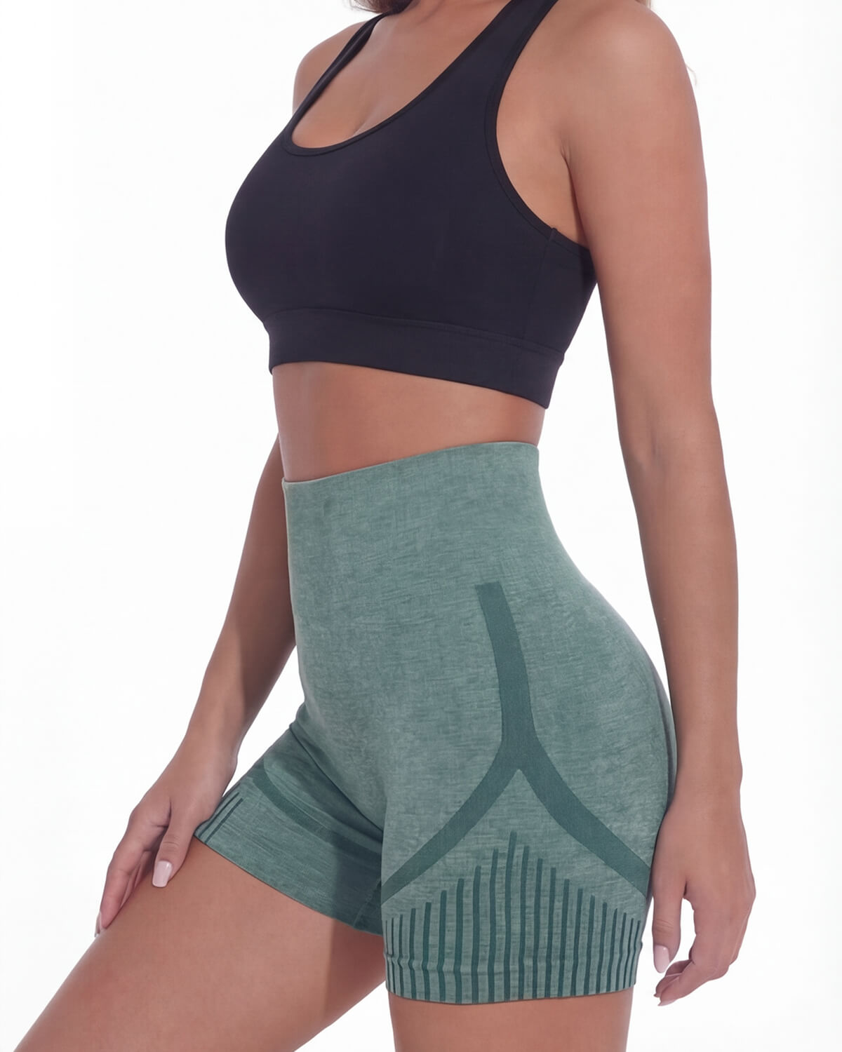 High-Waisted Seamless Training Shorts with Contour Panels