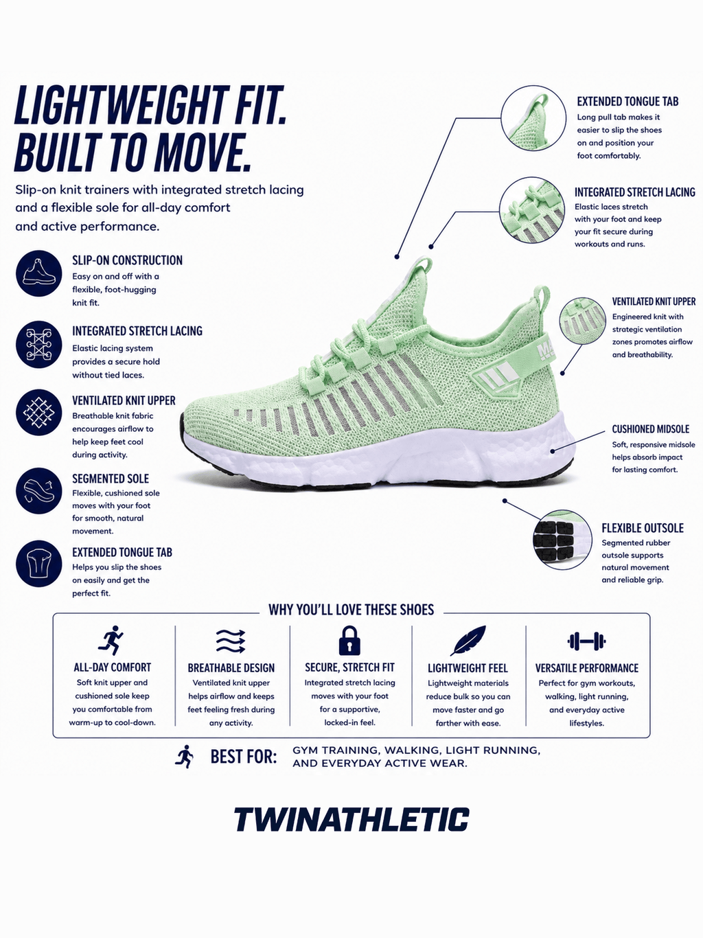 Slip-On Knit Trainers with Integrated Stretch Lacing