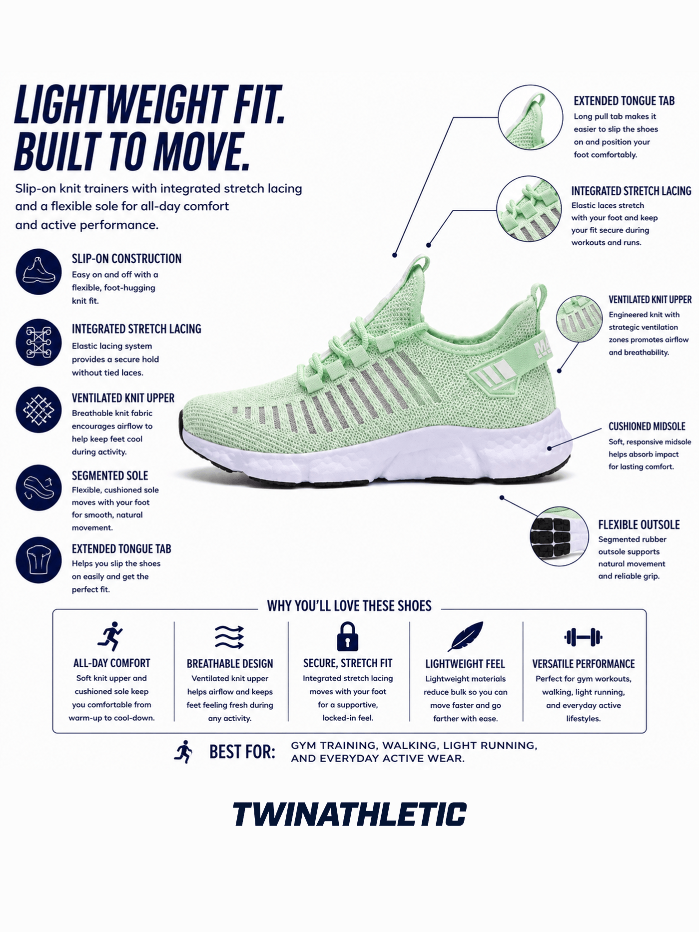 Slip-On Knit Trainers with Integrated Stretch Lacing