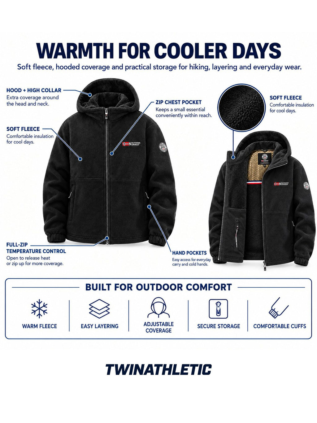 Full-Zip Hooded Fleece Jacket