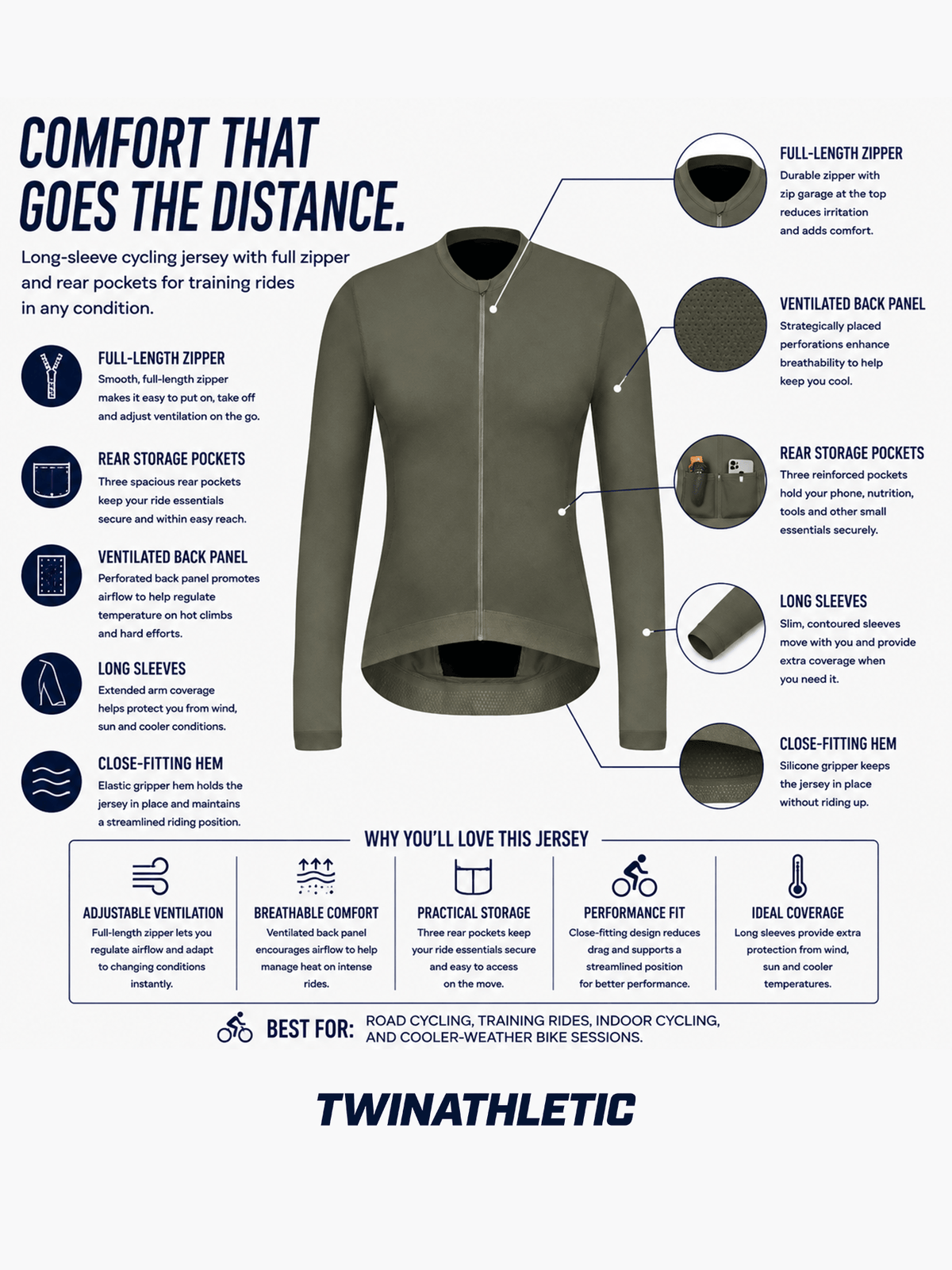 Women’s Long-Sleeve Cycling Jersey with Rear Storage Pockets
