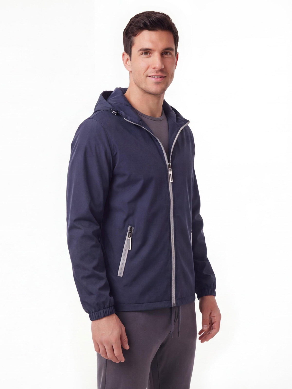 Lightweight Hooded Active Jacket with Zippered Pockets