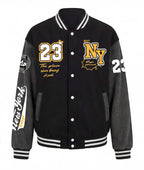 Varsity Baseball Jacket with Snap Front and Patches