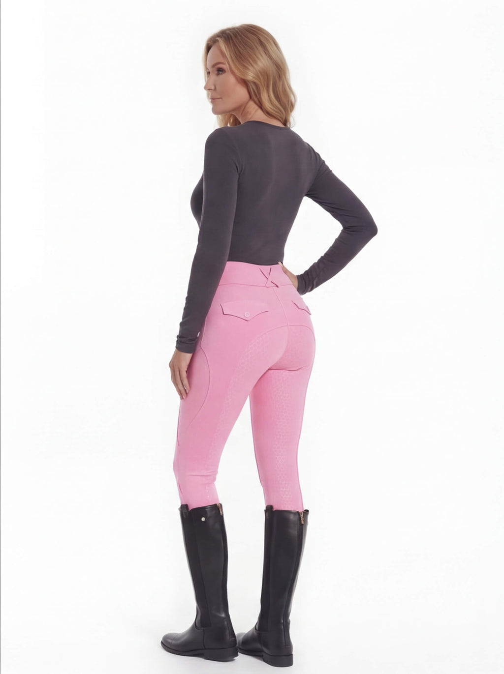 Equestrian Riding Breeches with High Waist and Pocket Flaps