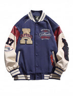 Varsity Baseball Jacket with Snap Front and Patches