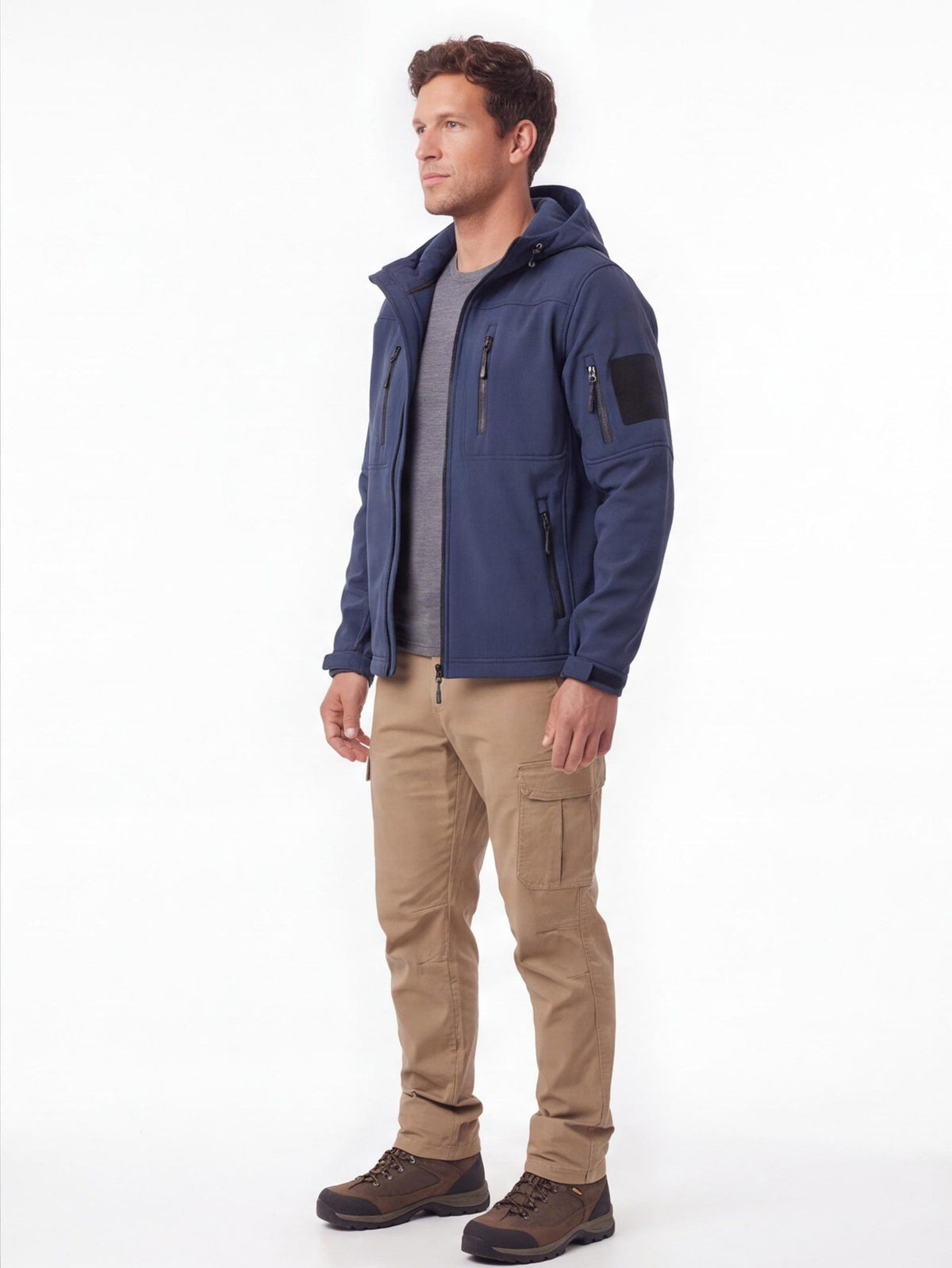 Men's Fleece-Lined Hooded Softshell Hiking Jacket