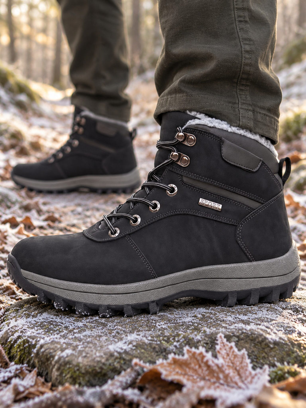 Warm-Lined Ankle-High Winter Hiking Boots
