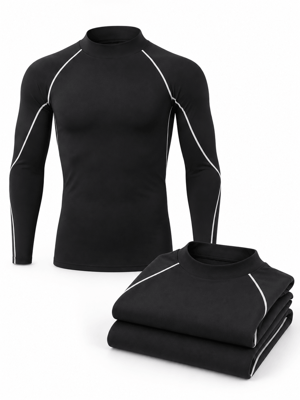 Muscle Fit Long Sleeve Training Shirt 3-Pack - Mock Neck