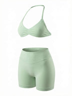 Women’s Gym Set One-Shoulder Bra and Shorts