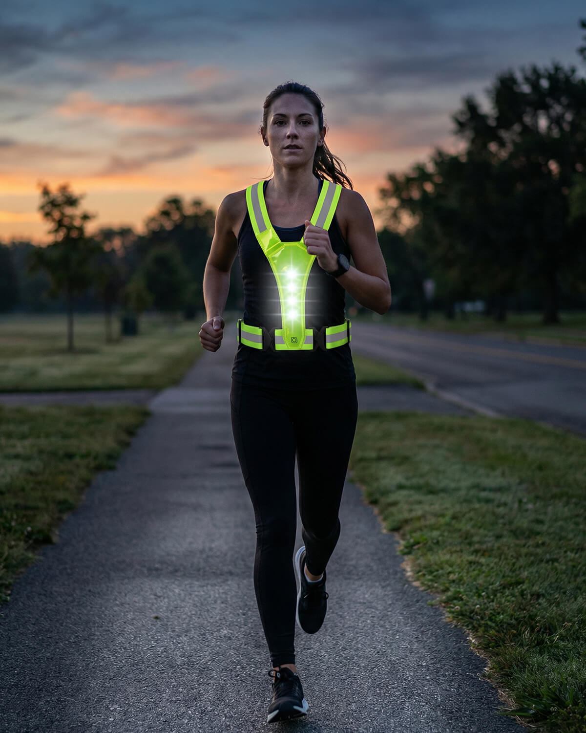 LED Reflective Running Vest with Adjustable Straps