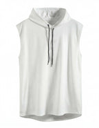 Men's Sleeveless Hoodie Training Top with Drawcord Hood