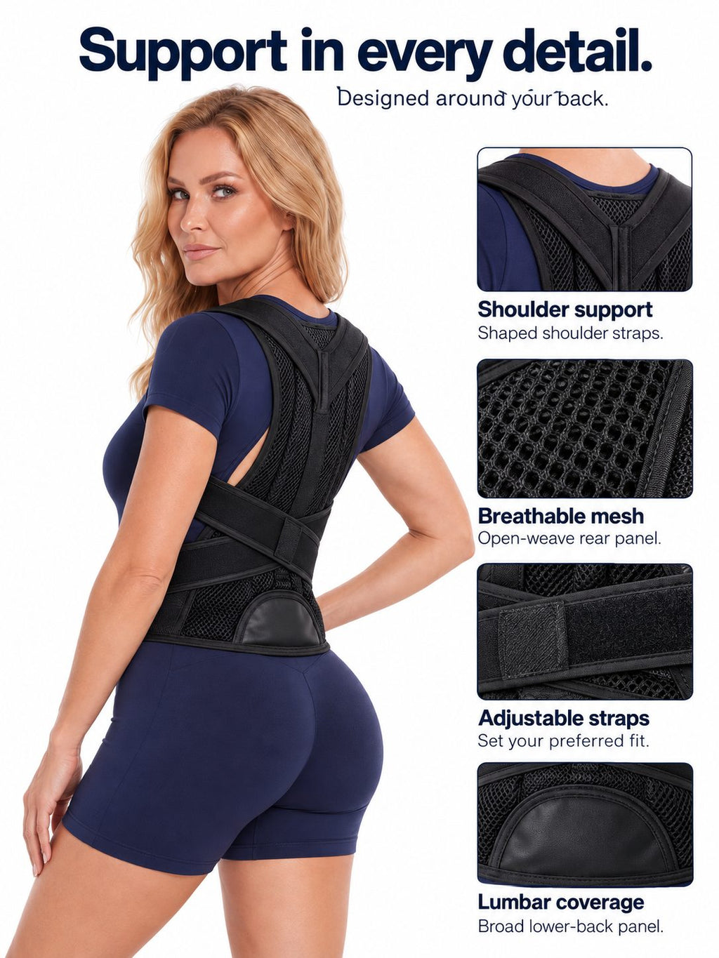 Adjustable Full-Back Posture Support Brace