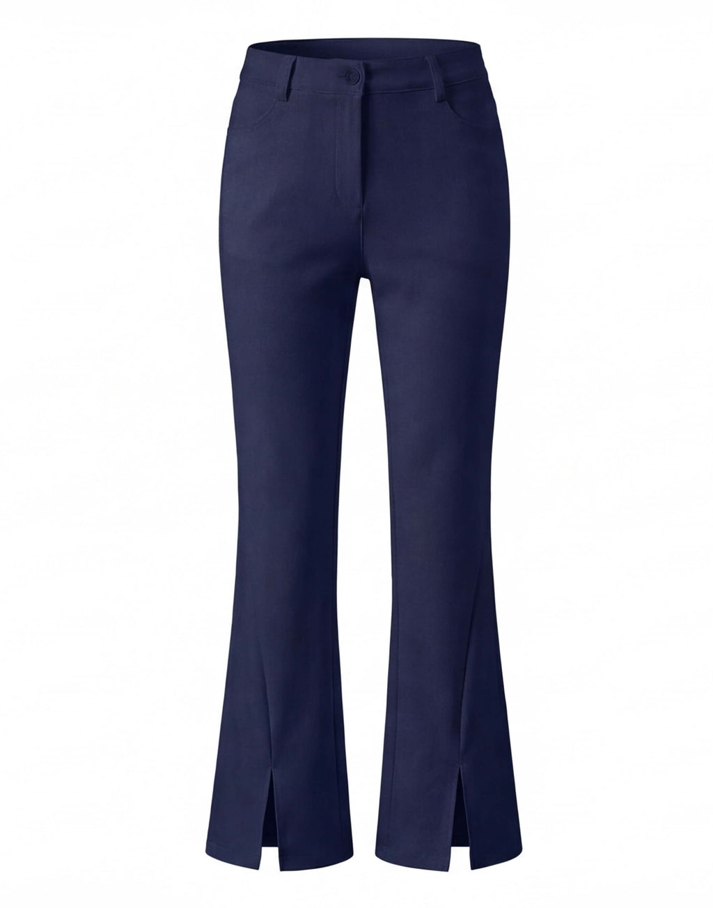 Golf Pants with Front Slit Hem and Belt Loops