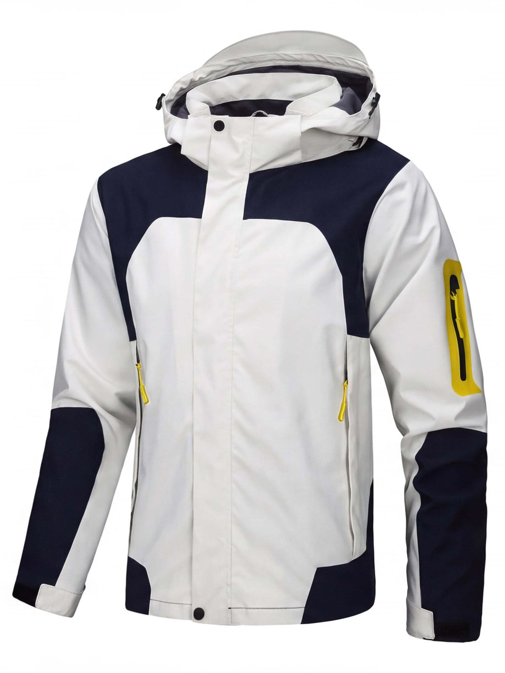 Hooded Cycling Jacket with Zippered Pockets and Reinforced Panels