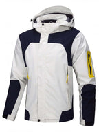 Hooded Cycling Jacket with Zippered Pockets and Reinforced Panels