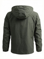 Men's Waterproof Hooded Windbreaker Jacket with Chest Pocket