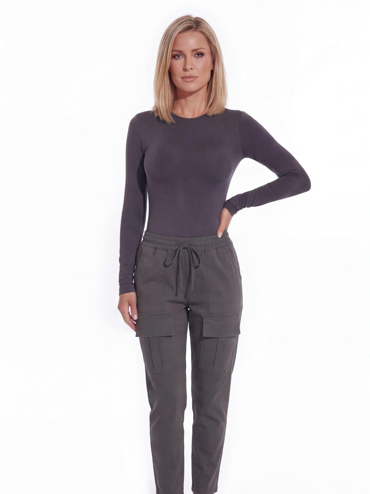 Women's Stretch Cargo Joggers with Drawstring Waist