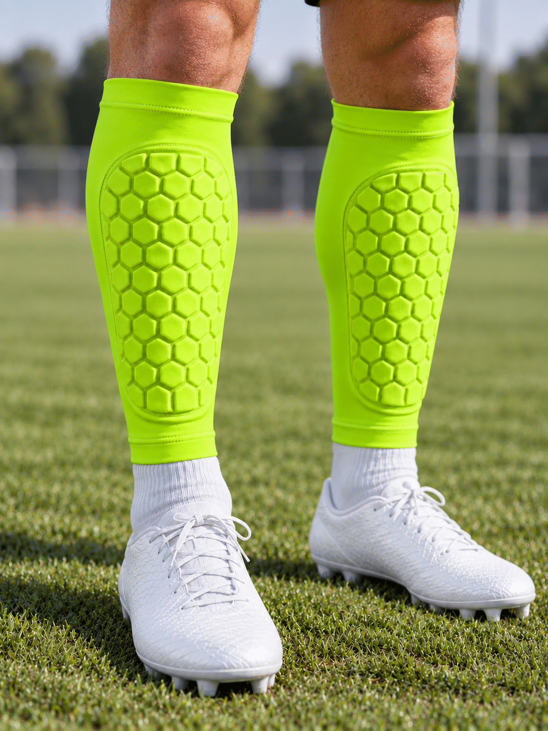Honeycomb Padded Soccer Shin Sleeves with EVA Protection