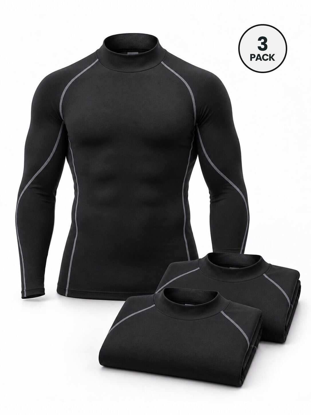 Men's Long Sleeve Compression Shirts 3-Pack