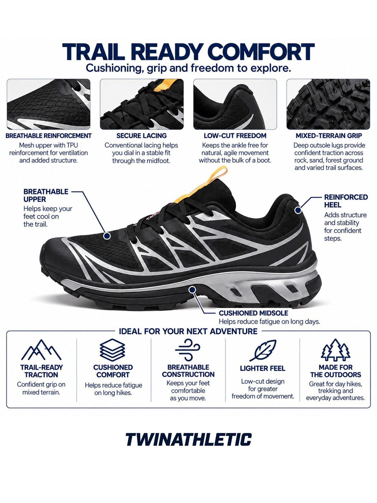 Cushioned Low-Cut Hiking Shoes