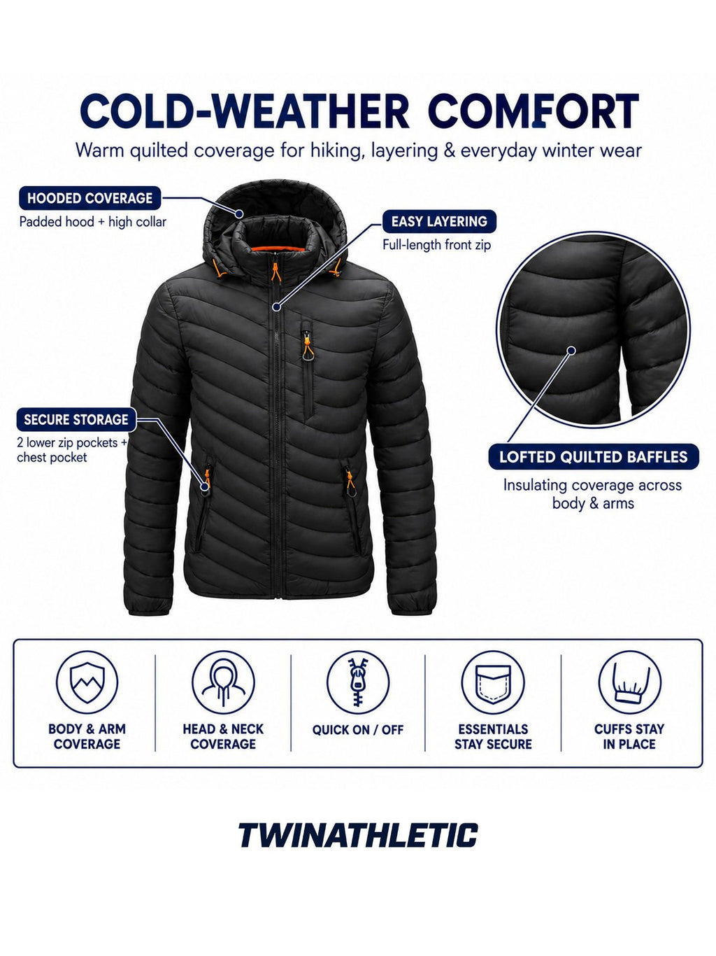 Hooded Quilted Insulated Jacket