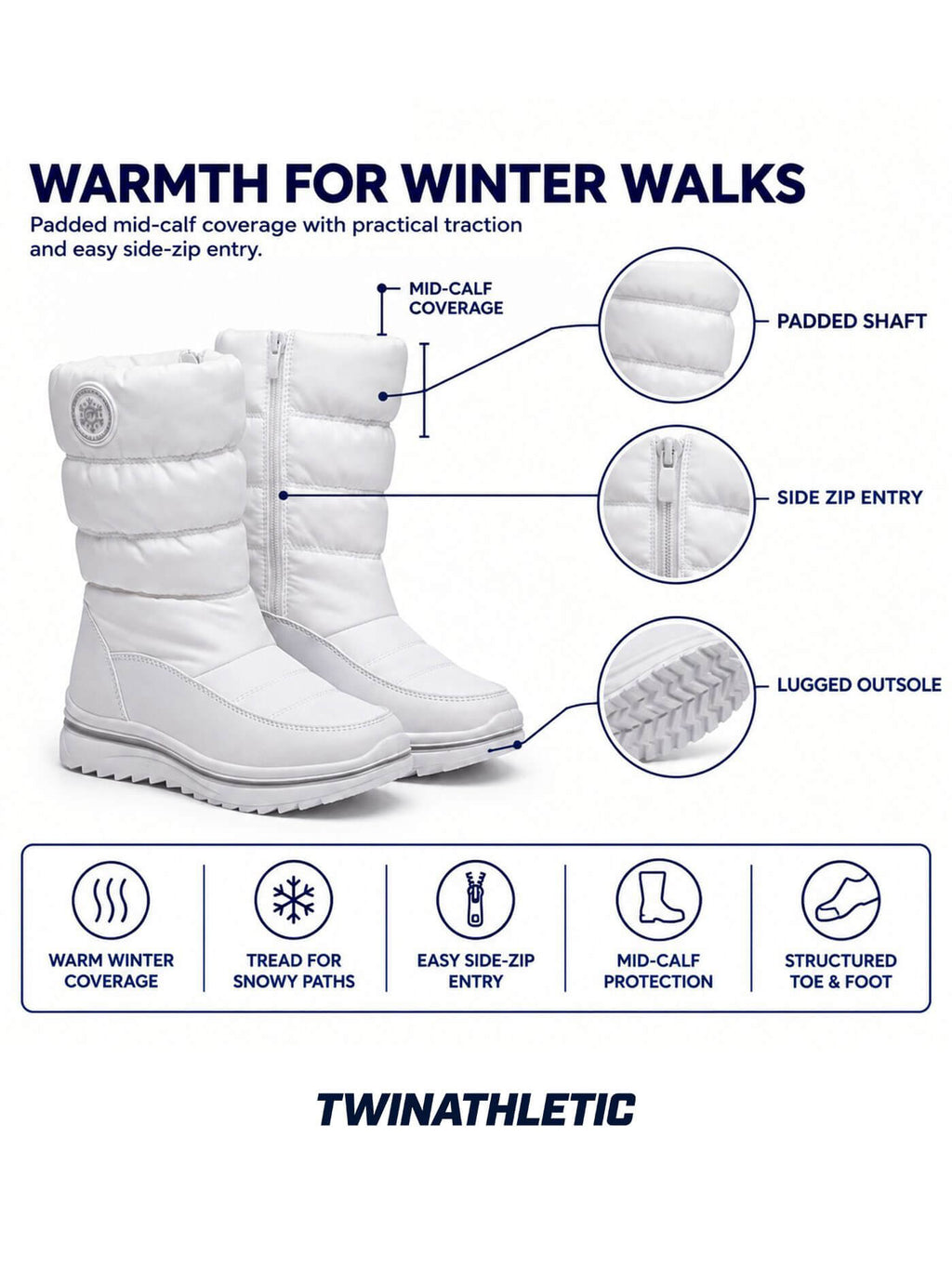 Women's Insulated Mid-Calf Winter Snow Boots
