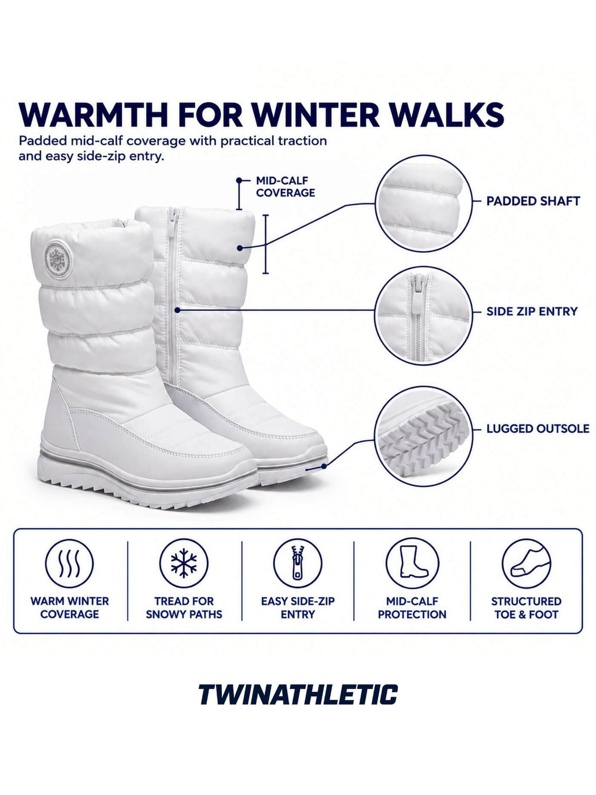 Women's Insulated Mid-Calf Winter Snow Boots