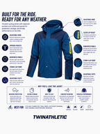 Hooded Cycling Jacket with Zippered Pockets and Reinforced Panels