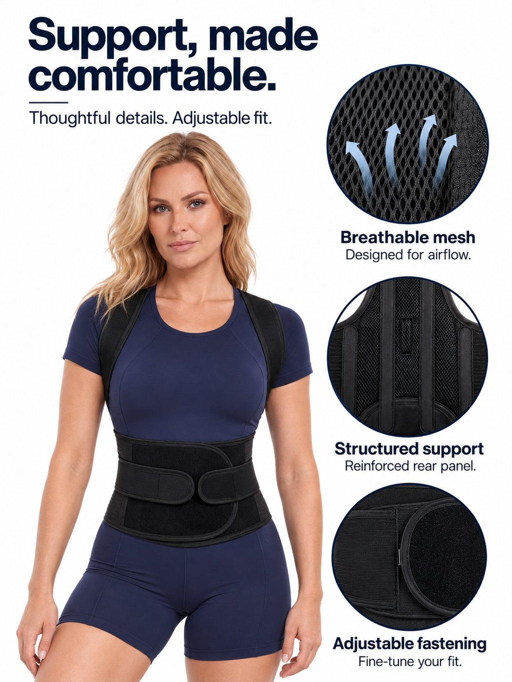 Adjustable Full-Back Posture Support Brace