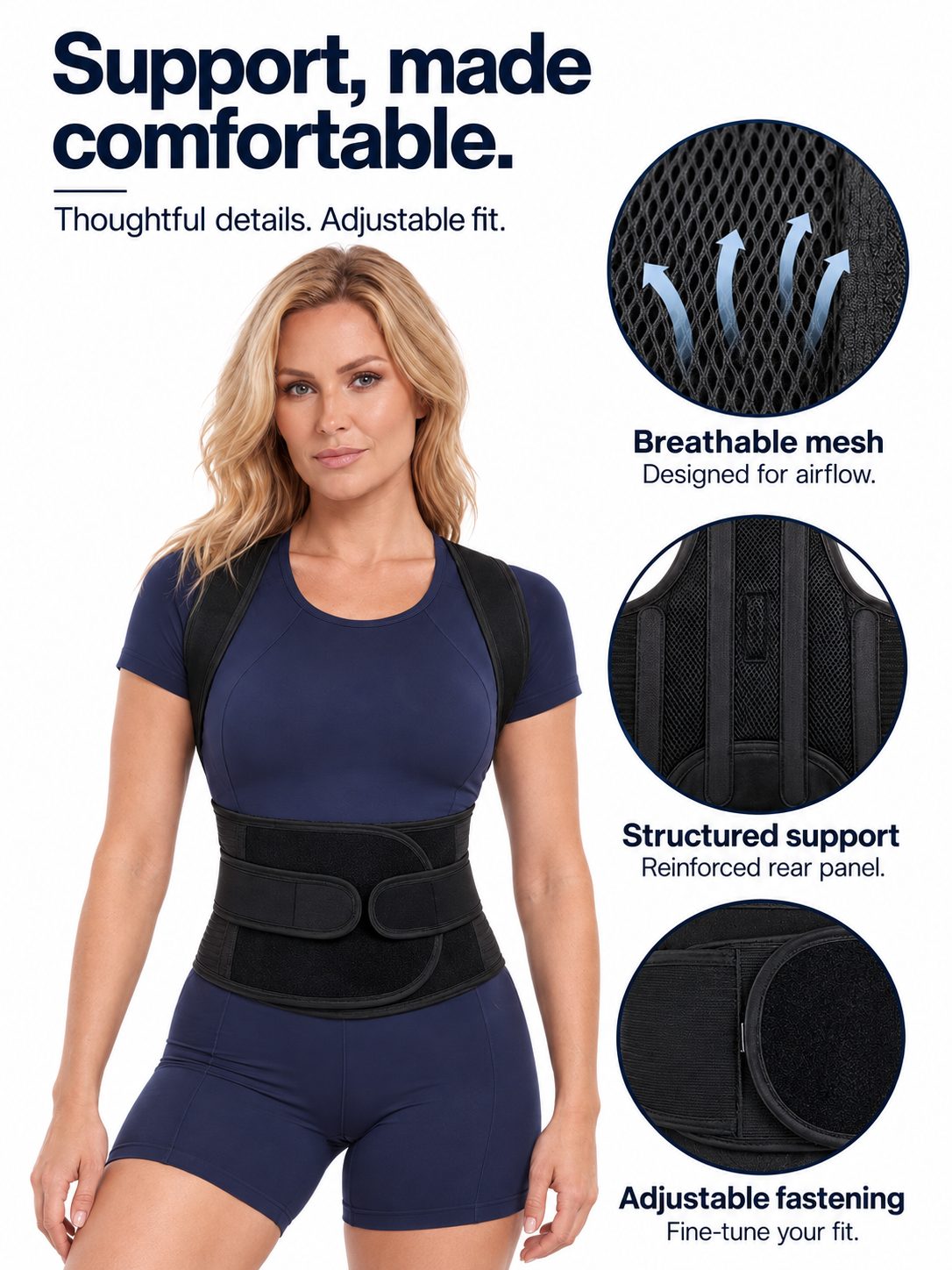 Adjustable Full-Back Posture Support Brace
