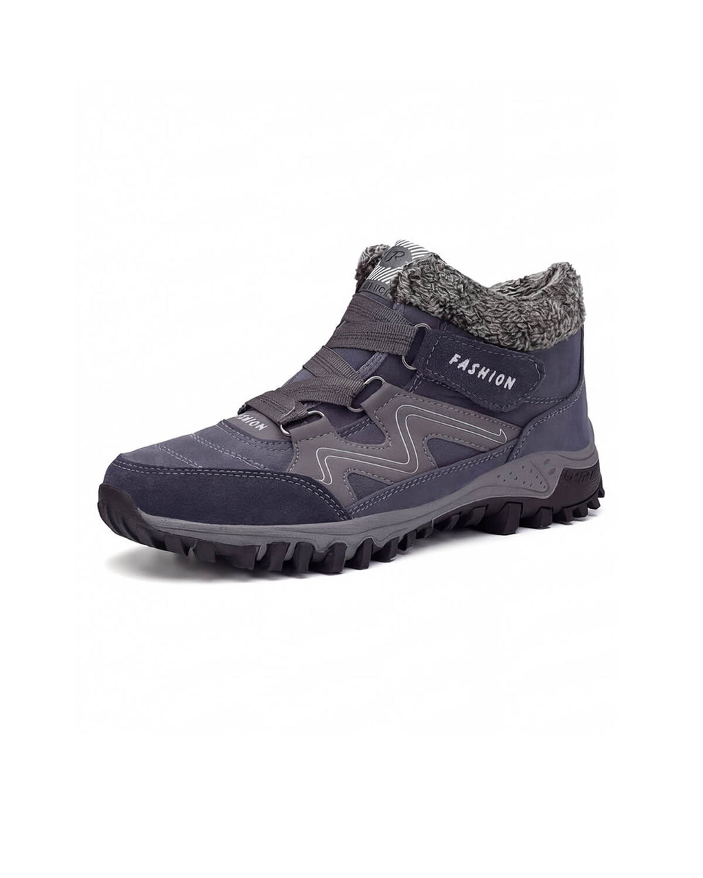 Fleece-Lined Winter Hiking Boots with Hook-and-Loop Straps